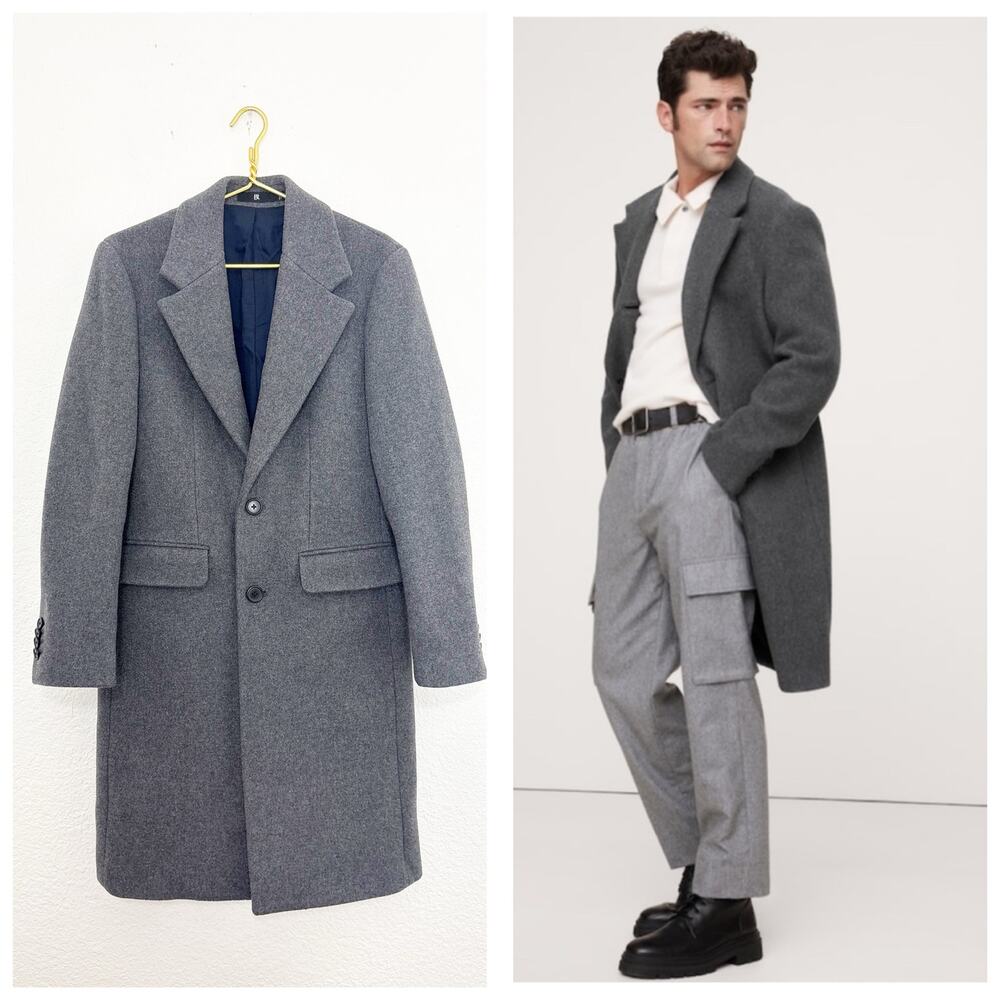 Banana Republic Men’s Italian Melton Topcoat Size XS Grey Wool Blend Classic